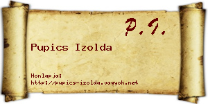 Pupics Izolda névjegykártya